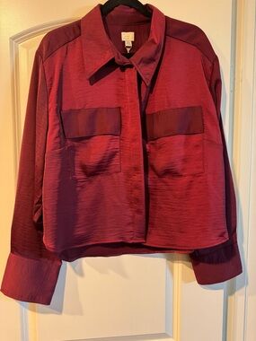 a new day Burgundy Button-Front Shirt Jacket